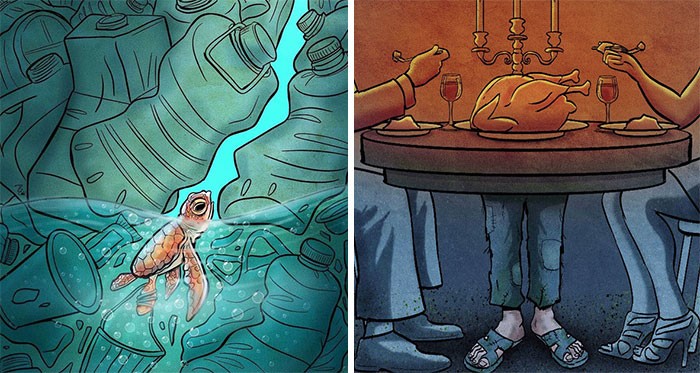 30 inspirujących ilustracji zwracających uwagę na problemy w dzisiejszym świecie!