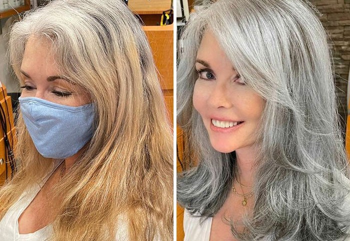 30 osób „przed i po” transformacji ich naturalnych siwych włosów!