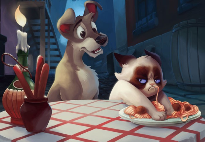 Artysta wstawia legendarnego Grumpy Cata do filmów Disneya, a rezultat jest zabawny!