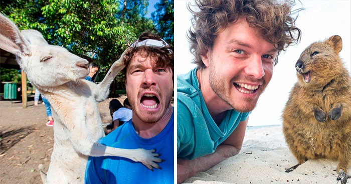 Ten mężczyzna przyjaźni się z każdym napotkanym zwierzęciem, oto 30 jego najlepszych selfie!