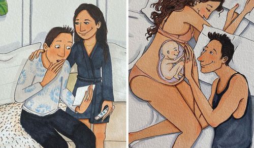 Artystka stworzyła wspaniałe, ale uczciwe ilustracje dotyczące ciąży i porodu!