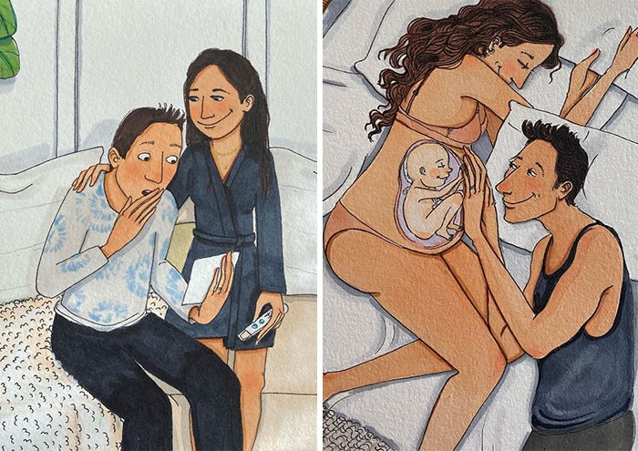 Artystka stworzyła wspaniałe, ale uczciwe ilustracje dotyczące ciąży i porodu!