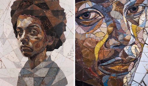 Brytyjski artysta tworzy mozaikowe portrety ludzi z metalowych skrawków znalezionych na złomowiskach!