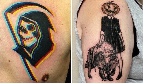 35 miłośników horrorów posiadających upiorne tatuaże na Halloween!