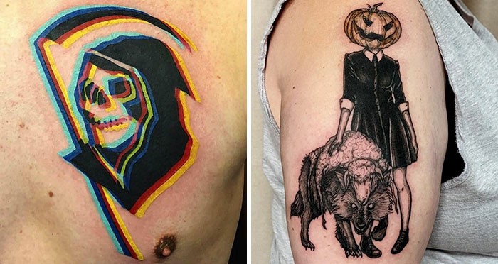 35 miłośników horrorów posiadających upiorne tatuaże na Halloween!