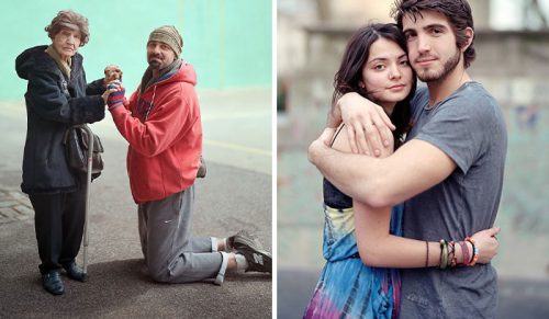 Ten fotograf poprosił nieznajomych, aby zapozowali razem dotykając się!