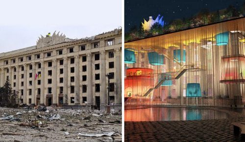 Oto konkurs plastyczny, w którym ludzie tworzyli projekty budynków, które zostały zniszczone przez wojnę w Ukrainie!