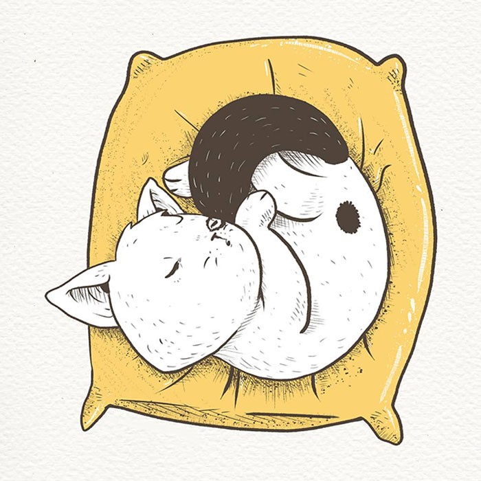 Artysta tworzy urocze ilustracje z introwertycznym kotem, który żyje swoim życiem!
