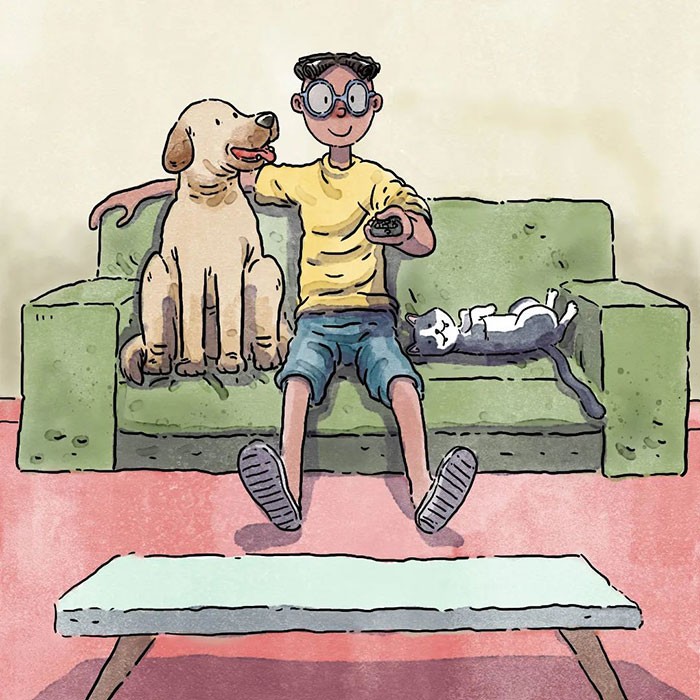 Artysta stworzył 3 emocjonalne komiksy o życiu z kotem i psem, zainspirowane jego doświadczeniami!