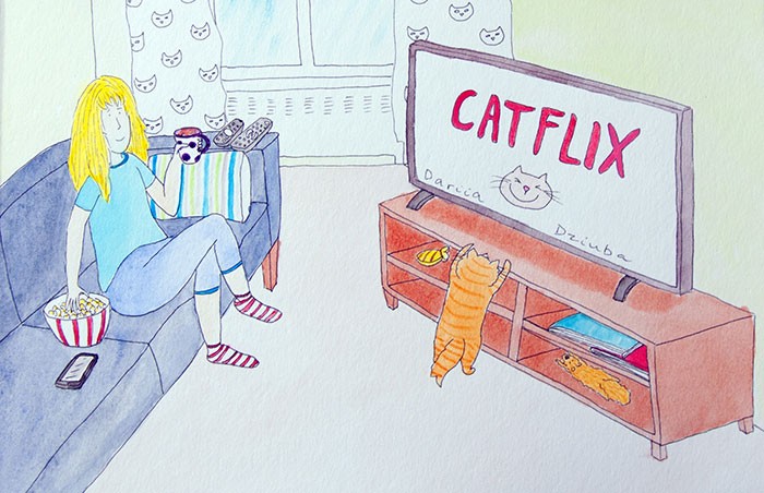 Artystka zrobiła 30 zabawnych ilustracji, które pokazują zalety życia z kotem!
