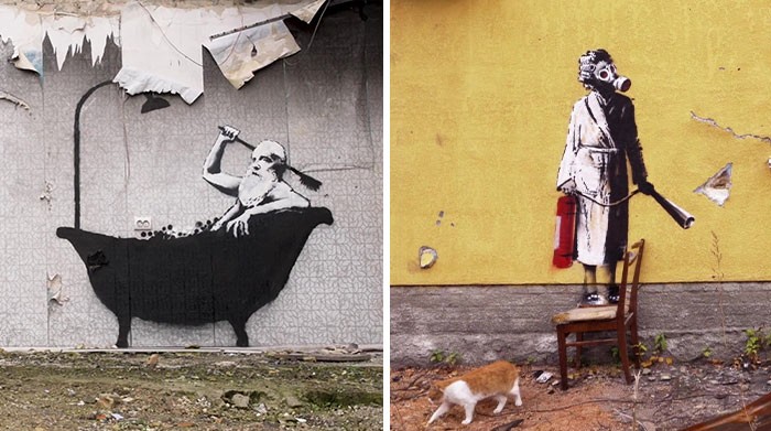 Banksy powraca z 7 nowymi grafikami na Ukrainie, które poruszyły serca ludzi!