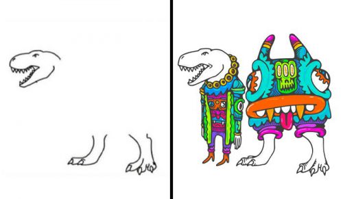 30 artystów dokończyło szkic T-Rexa w sposób, w jaki sztuczna inteligencja by tego nie zrobiła!