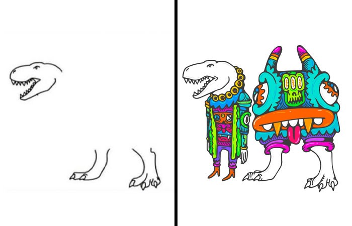 30 artystów dokończyło szkic T-Rexa w sposób, w jaki sztuczna inteligencja by tego nie zrobiła!