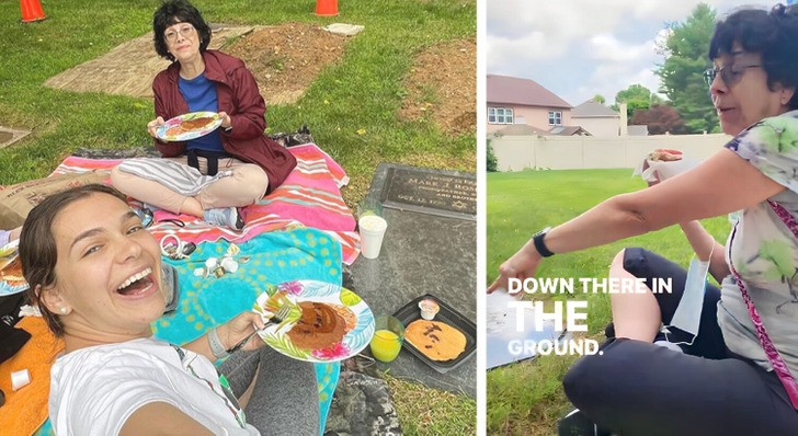 Mama otrzymała hejt w Internecie za zorganizowanie rodzinnego pikniku na grobie męża!