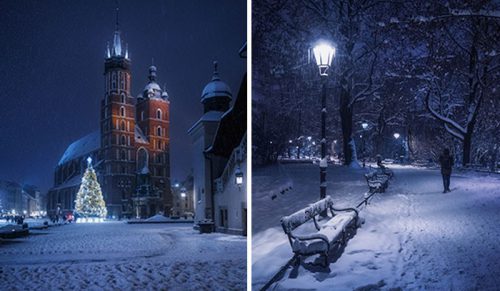 Oto rzut oka na śnieżną podróż po średniowiecznym Krakowie!
