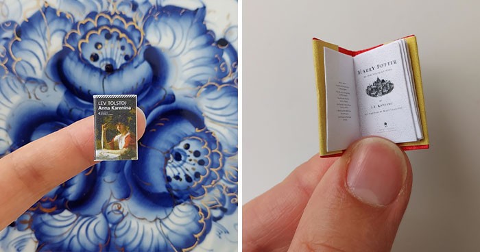 Artystka tworzy małe książeczki wielkości paznokcia, oparte na klasyce i nie tylko!