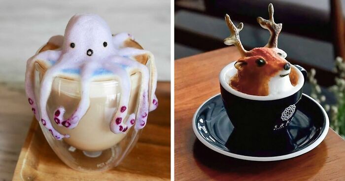 30 przykładów „latte art”, które wyglądały prawie zbyt dobrze, żeby je pić!