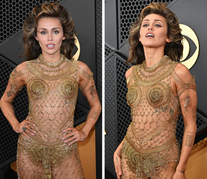 Miley Cyrus zaskakuje w sukience uszytej wyłącznie z agrafek na gali Grammy 2024!