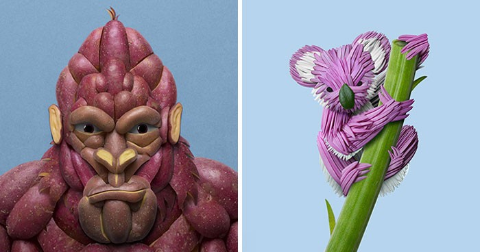 Artysta tworzy rzeźby zwierząt z kompozycji kwiatowych!