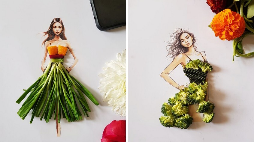 Artystka tworzy wyjątkowe sukienki z roślin strączkowych, owoców i warzyw!