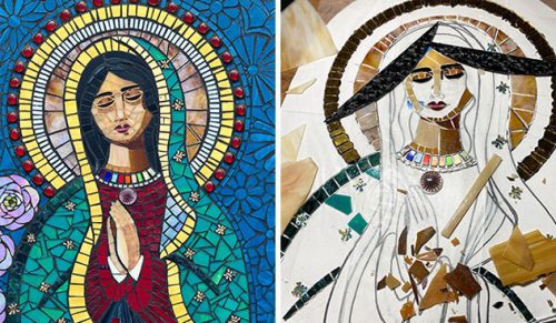 Artystka uchwyciła etapy mozaiki ilustrującej Świętą „Marię”!