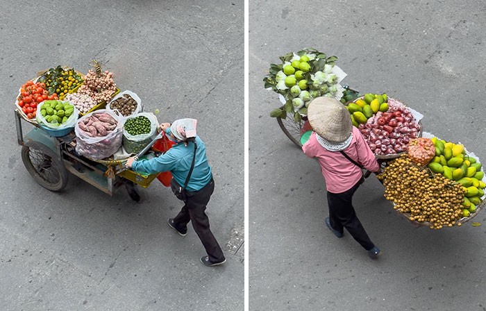 Hanoi z góry: lotnicze portrety sprzedawców owoców!