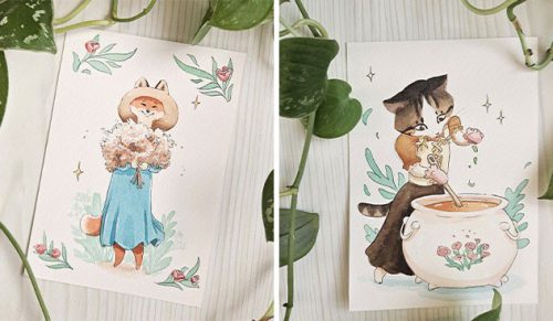 Artystka połączyła Cottagecore i Beatrix Potter, aby stworzyć 16 ilustracji akwarelowych!