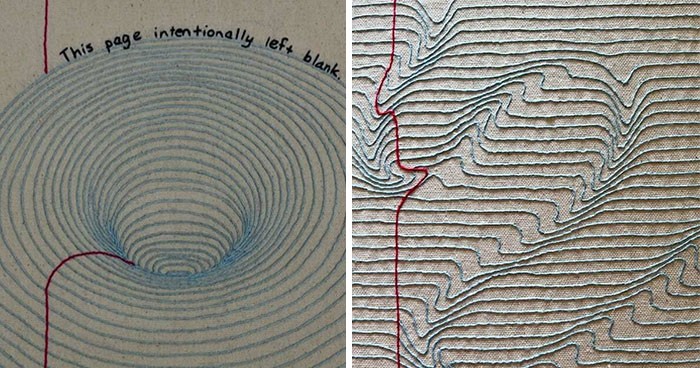 Oszałamiające haftowane tkaniny wyglądają jak książki i zeszyty, autorstwa Candace Hicks!