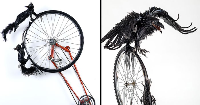 Tworzenie sztuki ze złomu: rzeźby z części rowerowych i opon!