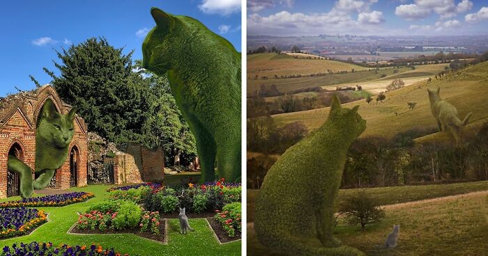 Surrealistyczne przeróbki krzaków Richarda Saundersa upamiętniają jego zmarłego kota!