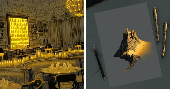 Świecące ilustracje Nikity Busyaka wyglądają, jakby były oświetlone od środka!