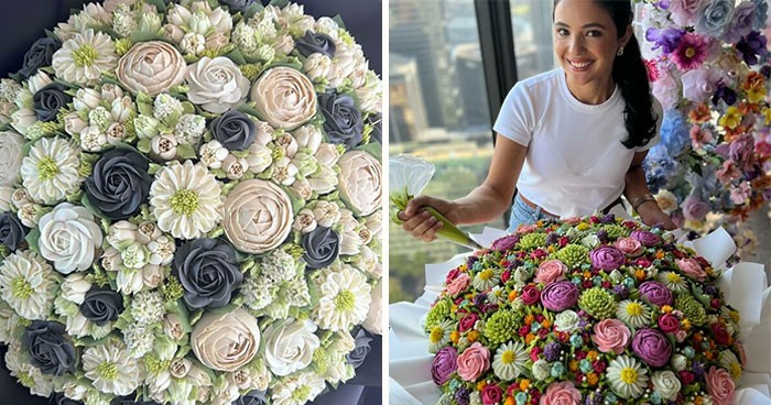 30 realistycznych bukietów kwiatowych wykonanych z babeczek, autorstwa Macey Nemer!