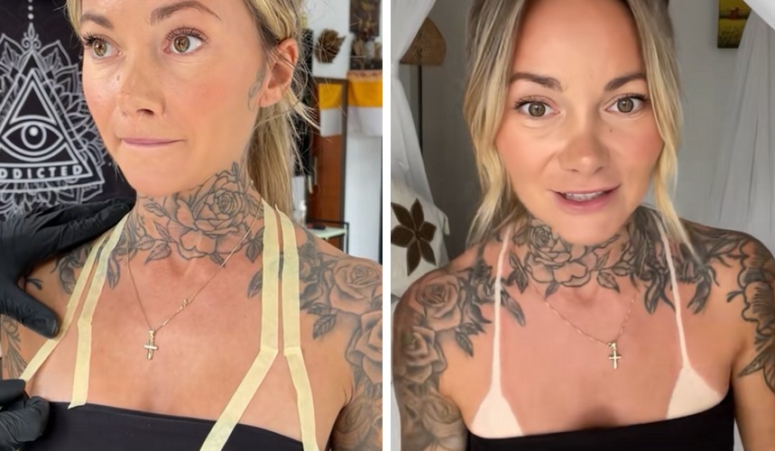 Kobieta z wytatuowanymi liniami bikini pozostanie opalona przez cały rok, ale jest pewien haczyk!