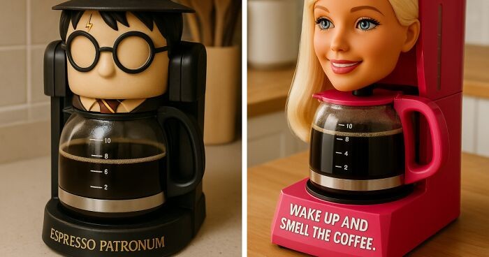 22 pomysły na ekspresy do kawy inspirowane filmami, stworzone przez AI!