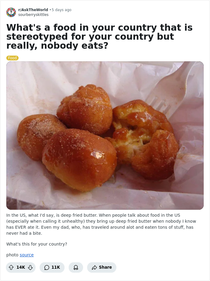 63 osoby zdradzają stereotypowe potrawy z ich kraju, których tak naprawdę nie jedzą