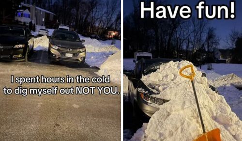 22 zabawne zdjęcia z „wojen o miejsce parkingowe po śniegu”