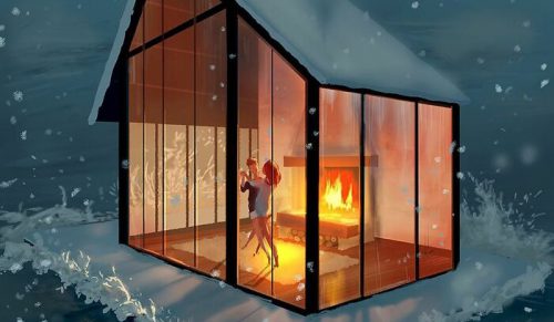 Mąż ilustruje sielskie chwile codzienności z żoną i dziećmi