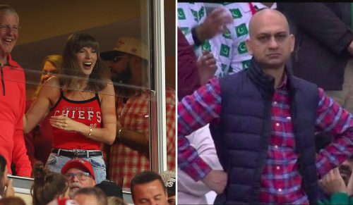 Reakcja Taylor Swift na przyłożenie Travisa Kelce’a rozkręciła internet memami