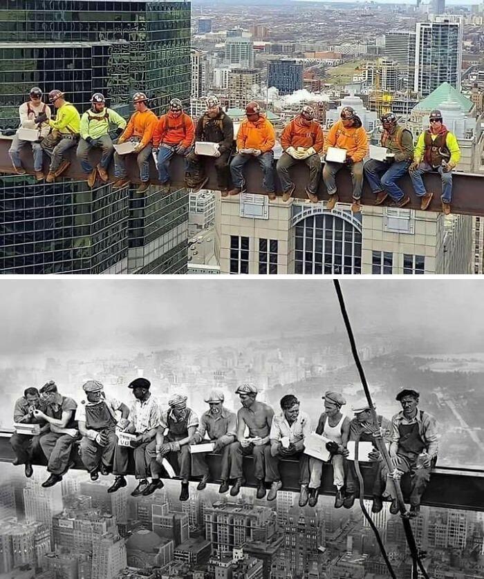 Skyscraper Sitting, 1932 vs. Today