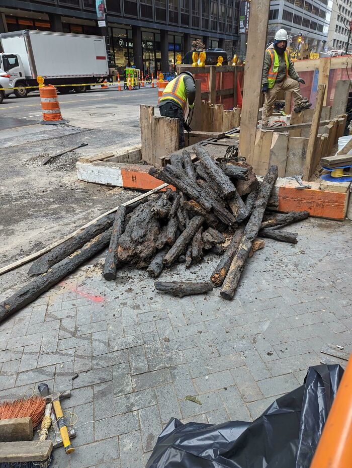 Passed This Excavation Activity At Wall Street And Water This Afternoon. This Would Have Been Some Of New York's Earliest Landfill. 400 Years Old?