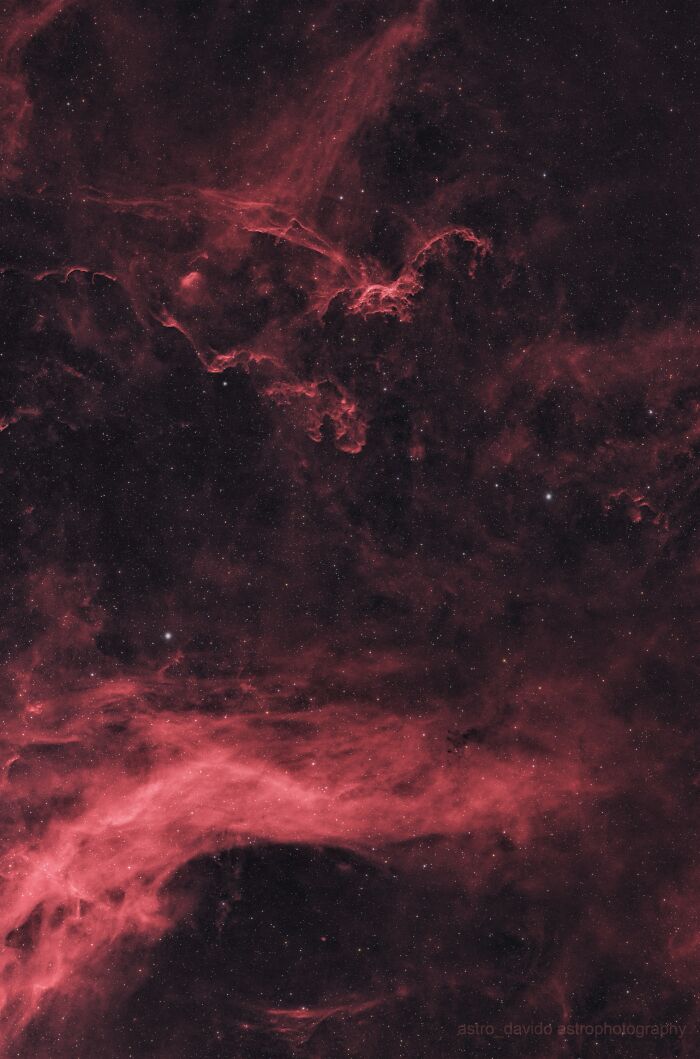 Red nebula detailed astrophotography captured from Kentucky backyard at night