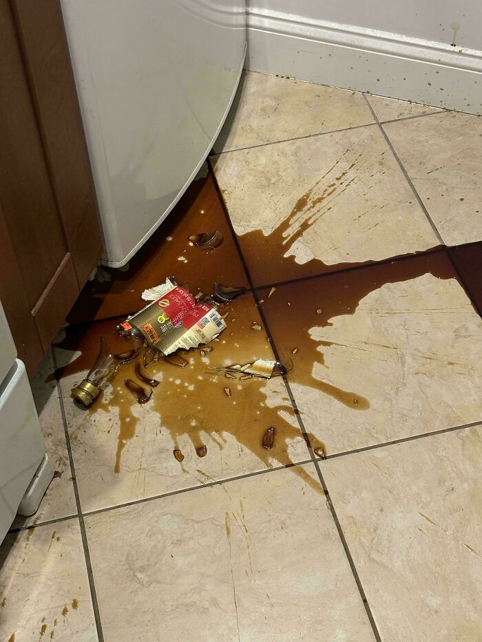 Woke Up At 5 Am To Make Eggs And Knocked Over A Bottle Of Soy Sauce