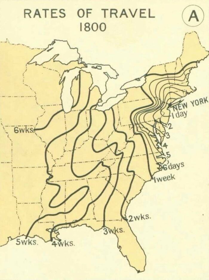 Travel Time From New York, 1800-1930