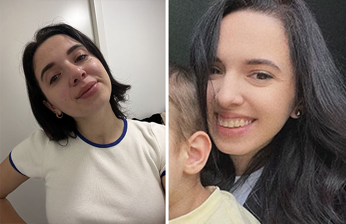 A woman's appearance changes significantly, looking completely different after leaving an unhappy marriage.