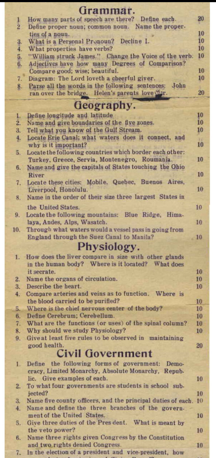 Test From American 8th Grade In 1912