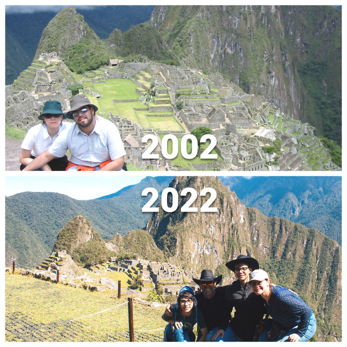 20 Years Apart, From Engaged Couple To Full Family Back In Machu Picchu