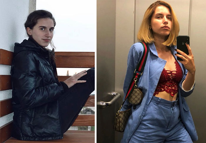 A woman shows a dramatic transformation, looking completely different after leaving an unhappy marriage.