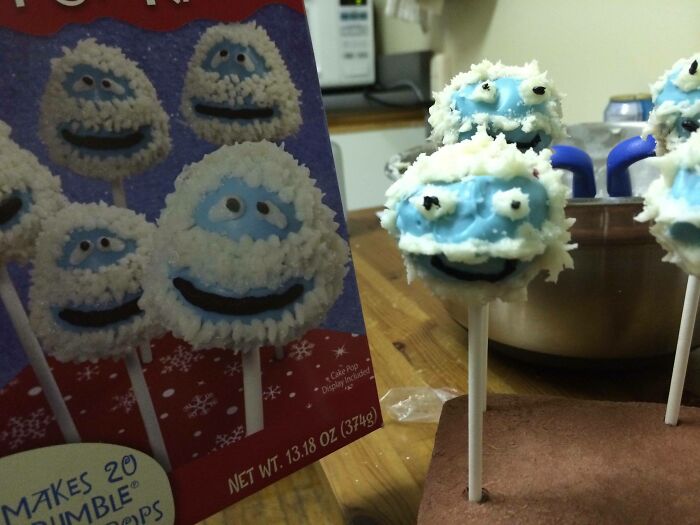A DIY fail of store-bought cake pops next to their homemade, less impressive counterparts.