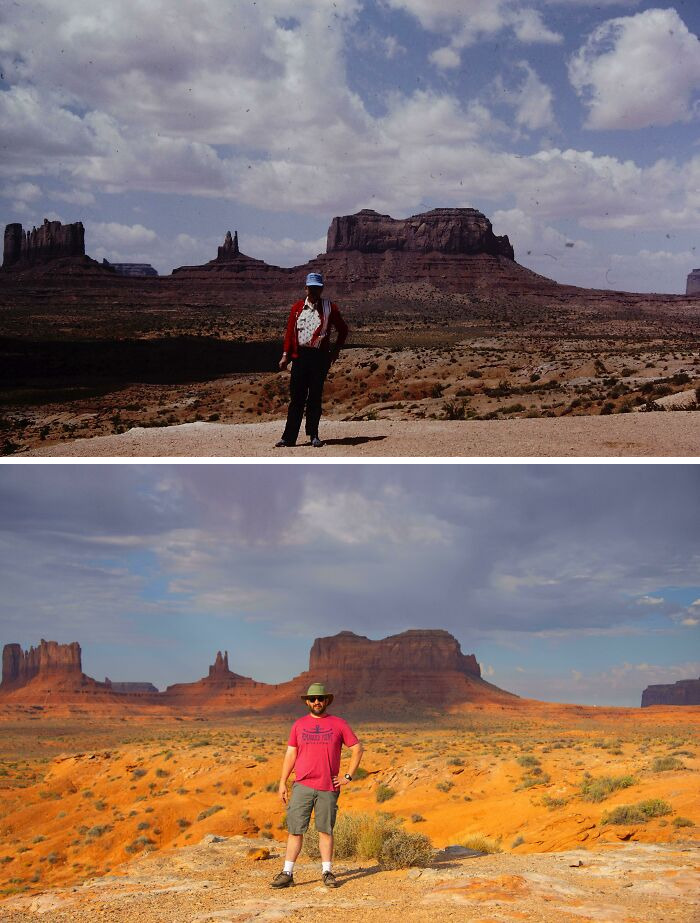 My Dad In Monument Valley In 1984, And Me In The Same Spot In 2020. We Were Both Age 42 At The Time