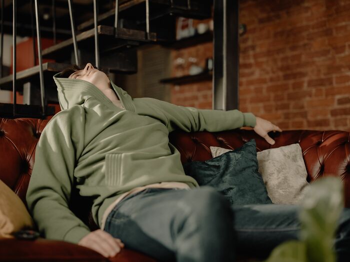 A child lying on a couch, finally opening up to a parent about what they were going through.